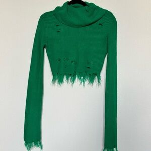 Signature8 green turtleneck crop sweater